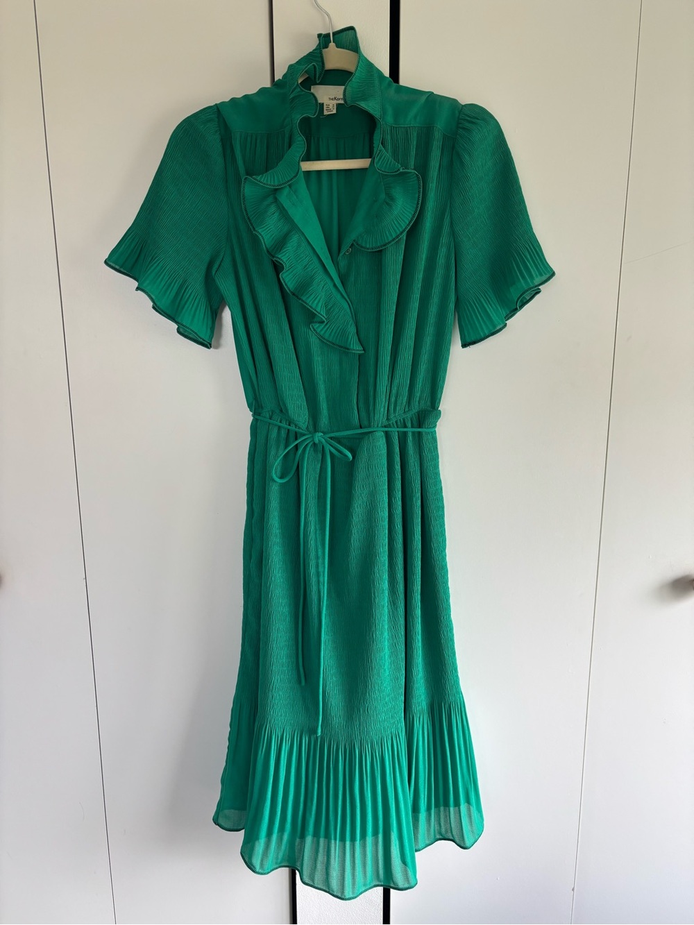 Green Ruffle-Front Women's Dress